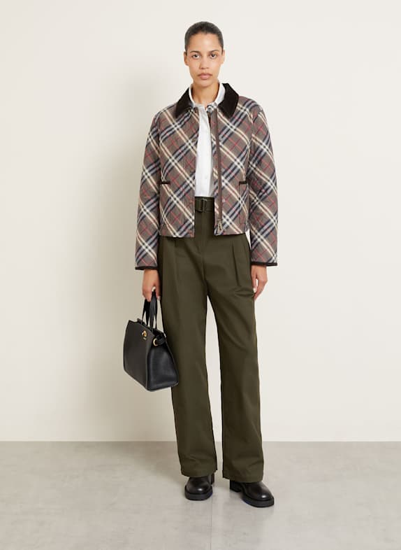 BURBERRY Kurtka pikowana OLDHAM CIEMNOBRĄZOWY / SZARY / KREMOWY