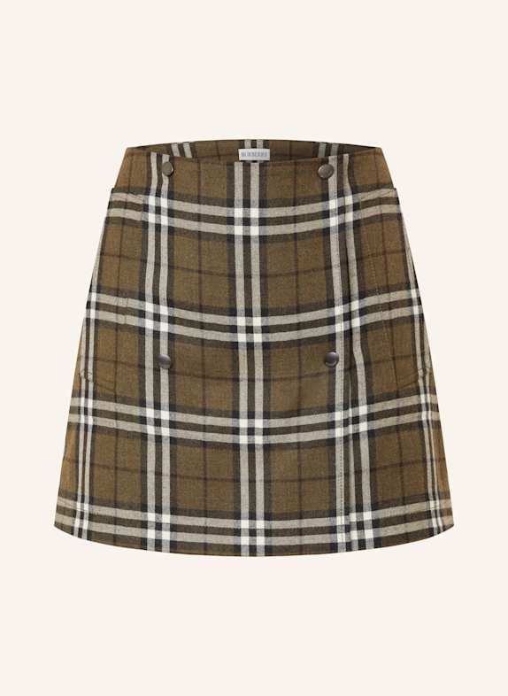BURBERRY Spódnica KHAKI/ BIAŁY/ CZARNY