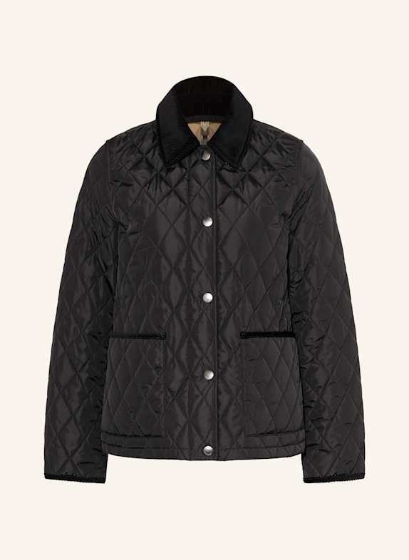 BURBERRY Prošívaná bunda ČERNÁ/ BÉŽOVÁ