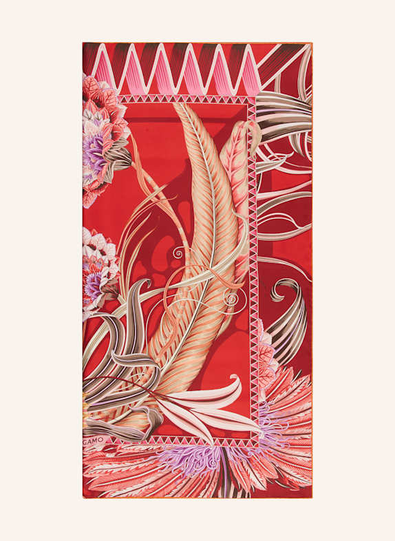 FERRAGAMO Hedvábný šátek GIADAFLY ČERVENÁ