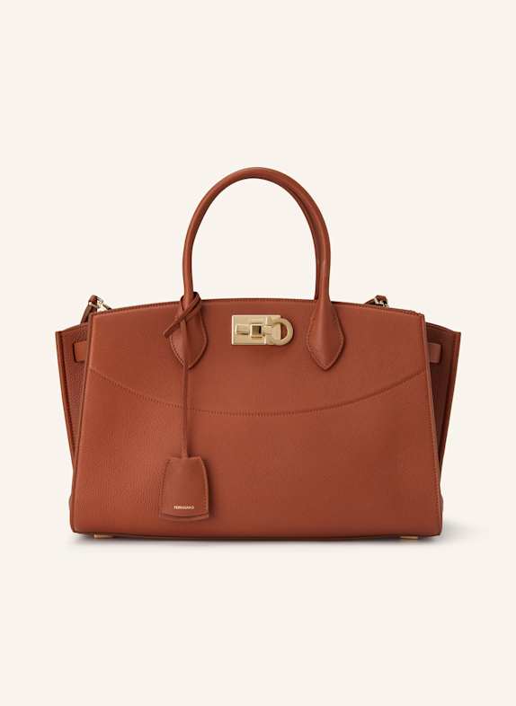 FERRAGAMO Handbag THE NEW STUDIO SOFT LARGE COGNAC
