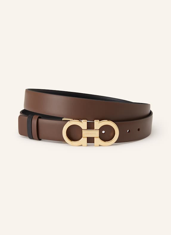 FERRAGAMO Ledergürtel DONNA zum Wenden DUNKELBRAUN