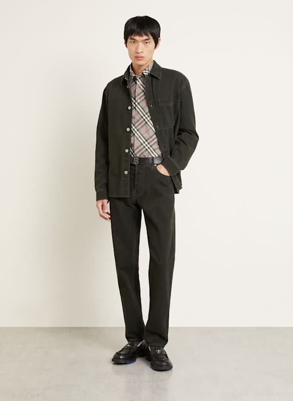 BURBERRY Overhemd Classic Fit GRIJS / ZWART / ROOD
