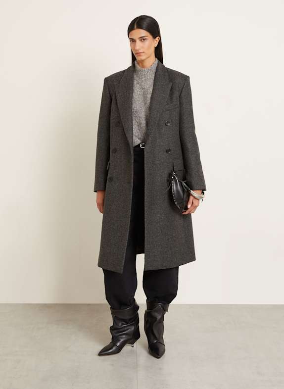 ISABEL MARANT Manteau en laine IRENE GRIS FONCÉ