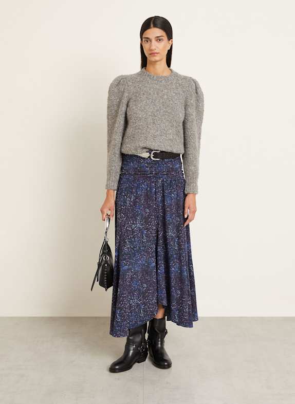 ISABEL MARANT Zijden rok SYANA DONKERBLAUW / PAARS