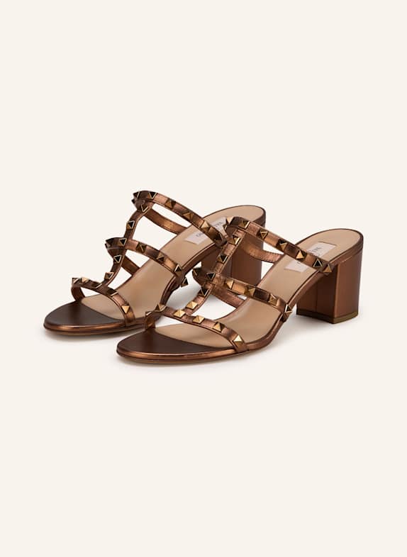 VALENTINO GARAVANI Mules ROCKSTUD mit Nieten BRAUN
