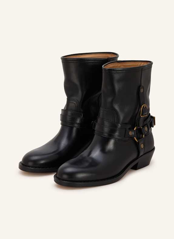 ISABEL MARANT Biker boots ILDRED with rivets BLACK