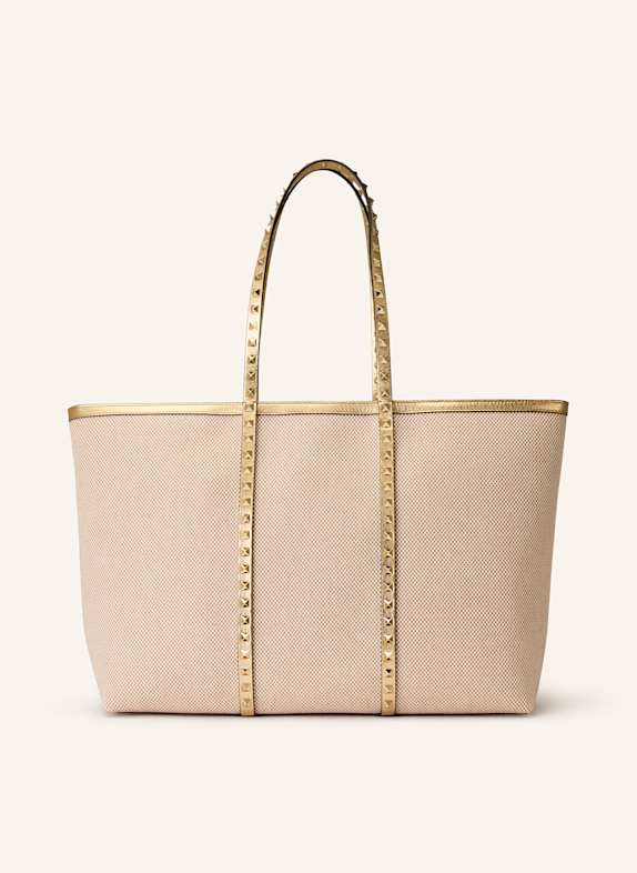 VALENTINO GARAVANI Shopper ROCKSTUD MEDIUM mit Nieten BEIGE/ GOLD