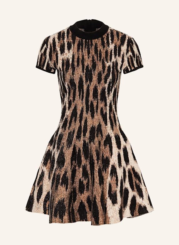 BALMAIN Strickkleid mit Glitzergarn SCHWARZ / CREME / HELLBRAUN