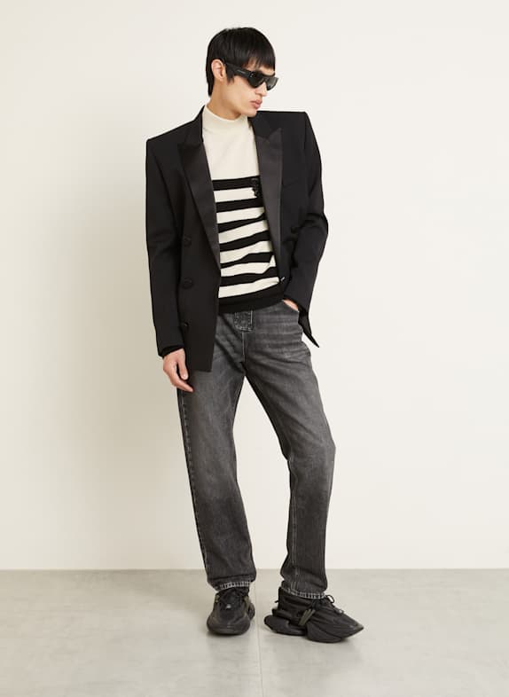 BALMAIN Trui met sierstenen ECRU / ZWART