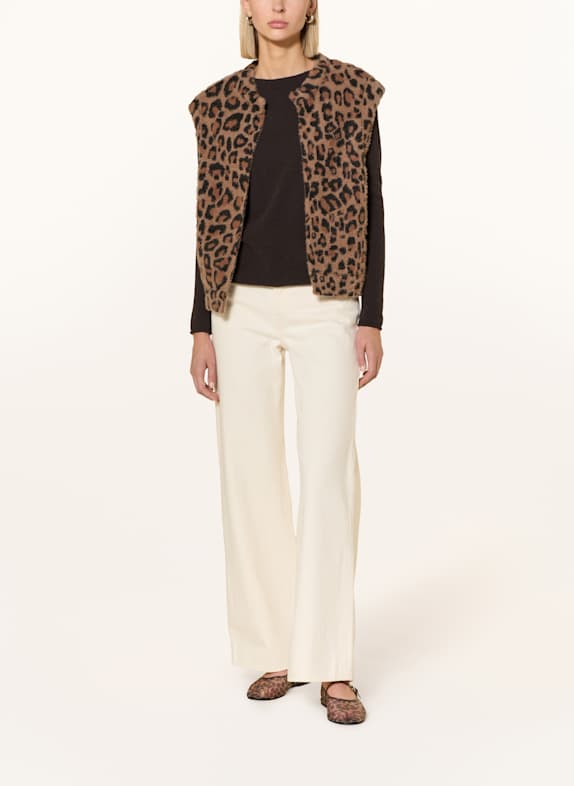 RINO & PELLE ELONA faux fur vest BROWN/ BLACK/ DARK ORANGE