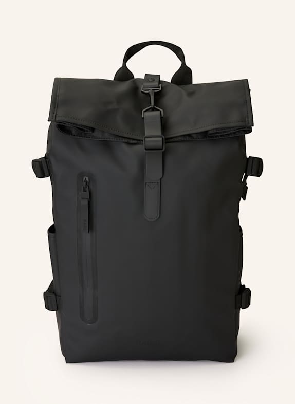 RAINS ROLLTOP LARGE backpack with laptop compartment BLACK