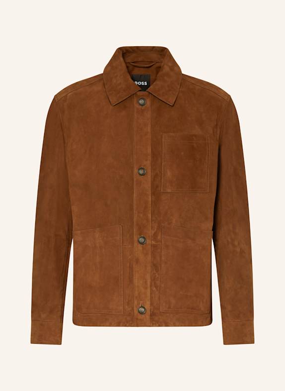 BOSS MARKUEDO leather jacket BROWN