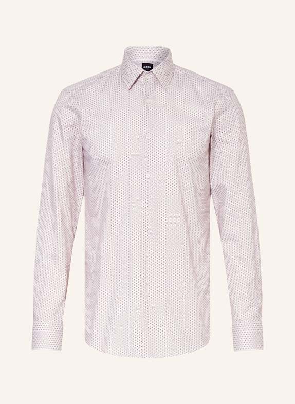 BOSS Hemd HANK Slim Fit BRAUN/ BEIGE/ WEISS