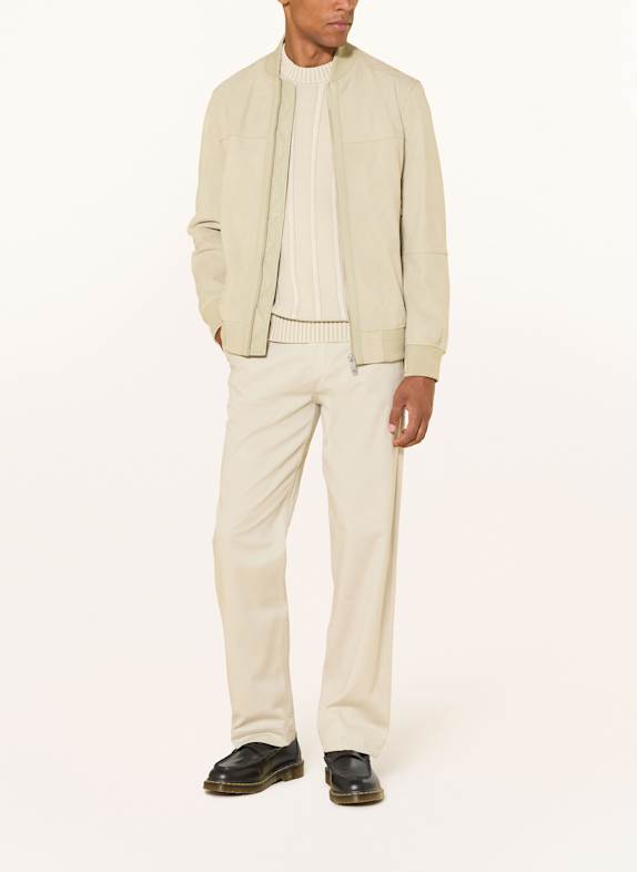 BOSS Blouson din piele JOHICE VERDE DESCHIS