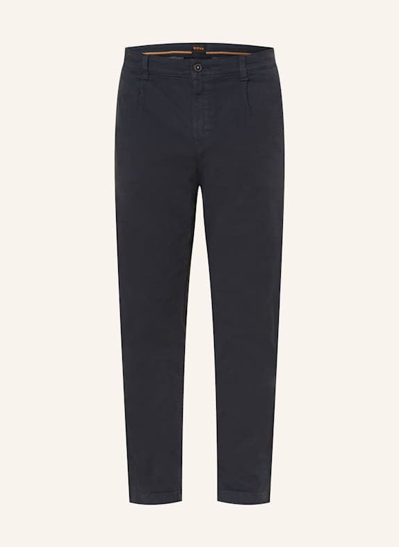 BOSS Chino PLEATED Relaxed Tapered Fit DUNKELBLAU