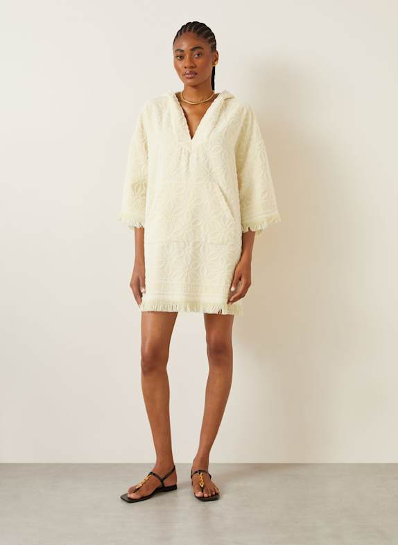 ZIMMERMANN Beach dress COCO made of terry cloth YELLOW/ WHITE
