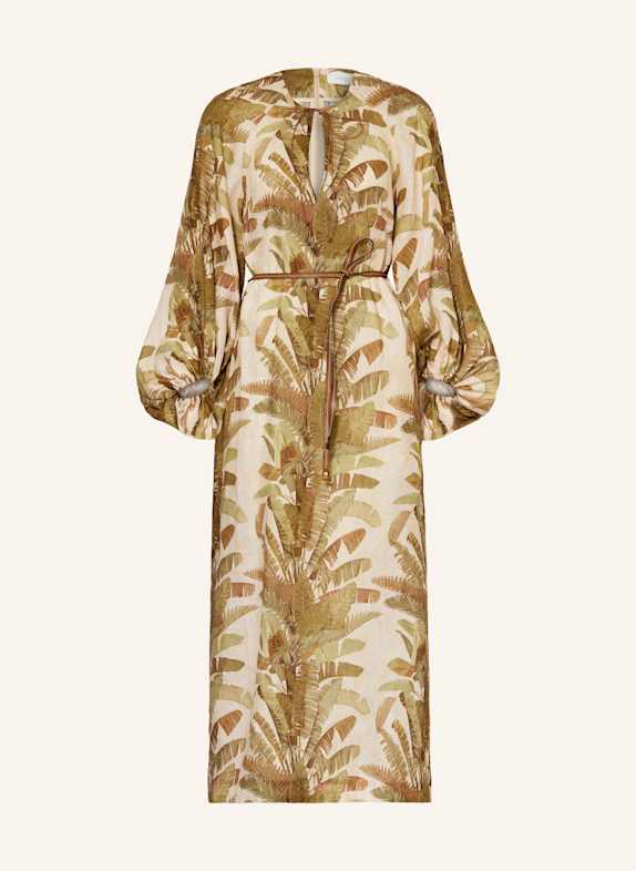 ZIMMERMANN Kleid mit Volants CREME/ OLIV/ HELLBRAUN
