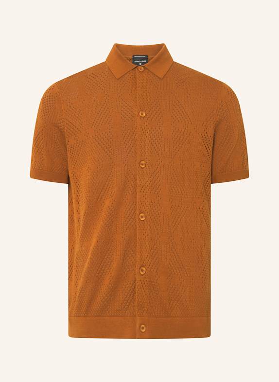 STRELLSON Strickhemd ADRIAN Slim Fit DUNKELORANGE