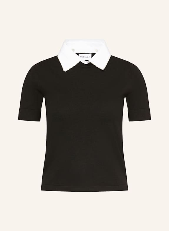 MARELLA Strickshirt mit abnehmbarem Kragen SCHWARZ