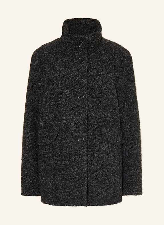 GIL BRET Kastenjacke aus Bouclé SCHWARZ/ DUNKELGRAU