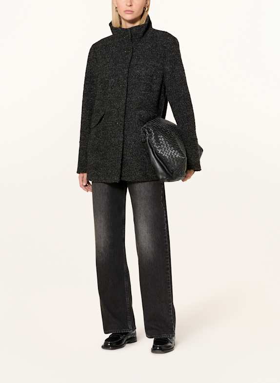 GIL BRET Kastenjacke aus Bouclé SCHWARZ/ DUNKELGRAU