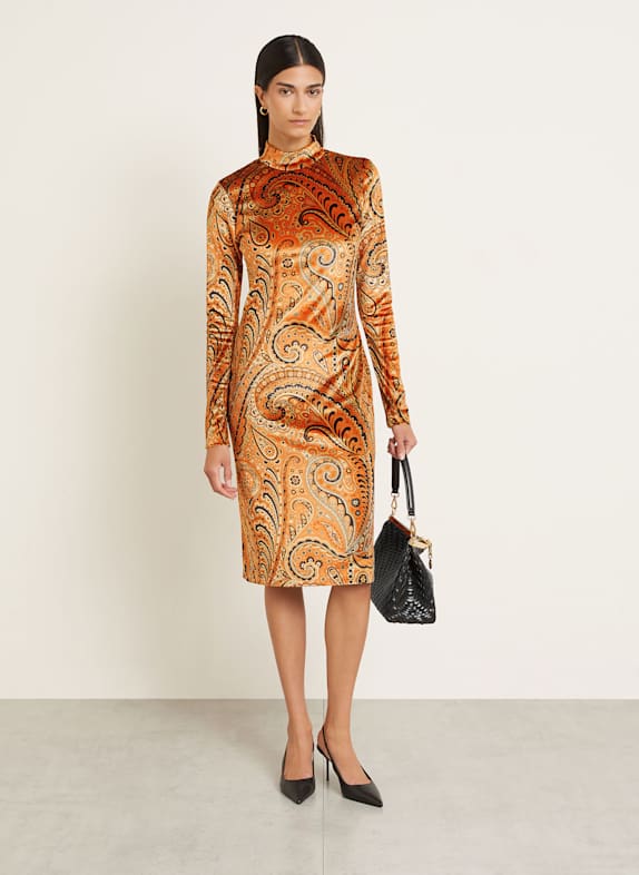 ETRO Velour dress DARK ORANGE/ BEIGE/ BLACK