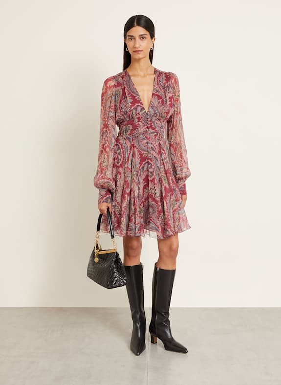 ETRO Silk dress DARK RED/ LIGHT PURPLE/ OLIVE