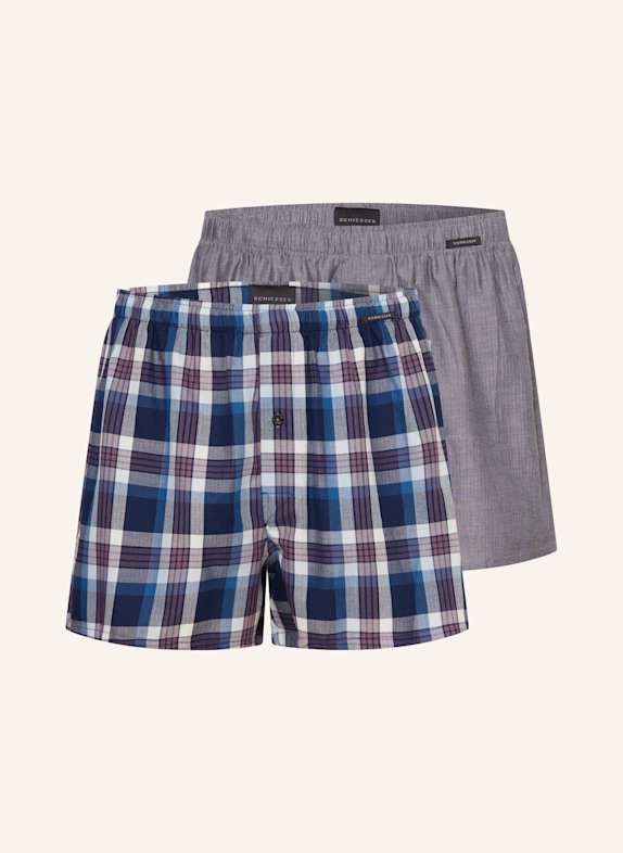 SCHIESSER Bokserki tkane BOXERSHORTS MULTIPACK, 2 szt. SZARY/ GRANATOWY/ BRUDNY RÓŻ