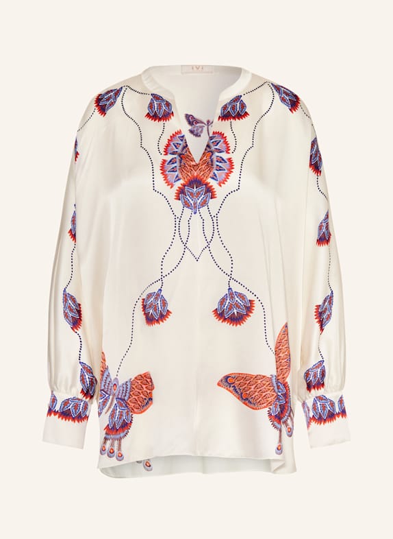 IVI collection Blusenshirt mit Seide ECRU/ ROT/ BLAU