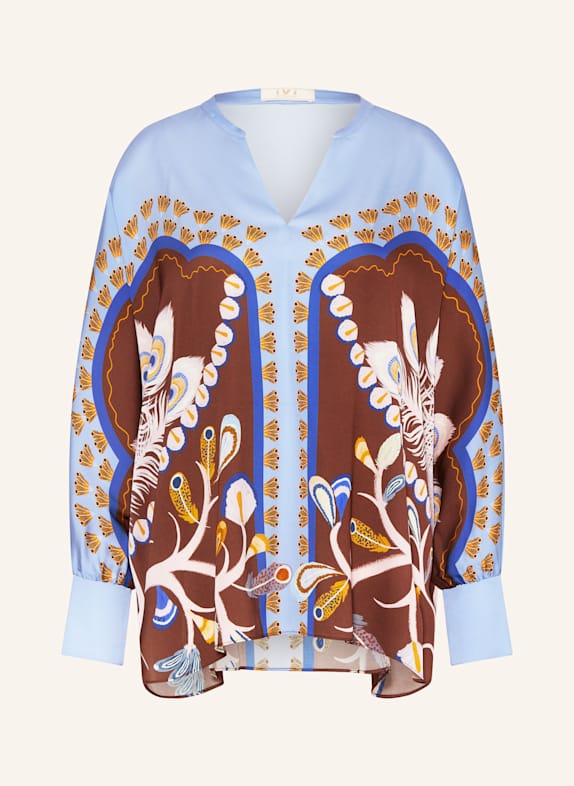 IVI collection Blusenshirt aus Seide HELLBLAU/ BRAUN
