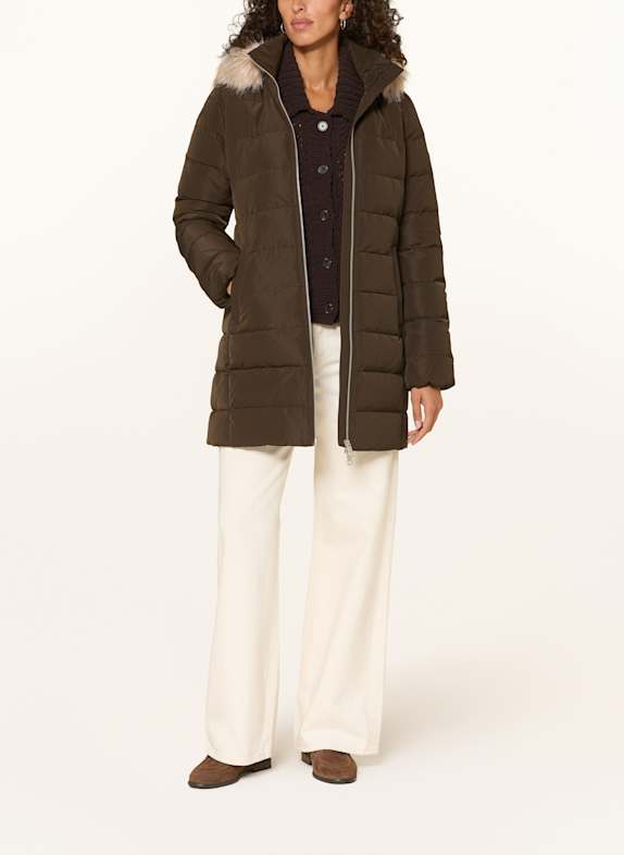 TOMMY HILFIGER Daunenmantel mit abnehmbarem Kunstpelz DUNKELBRAUN