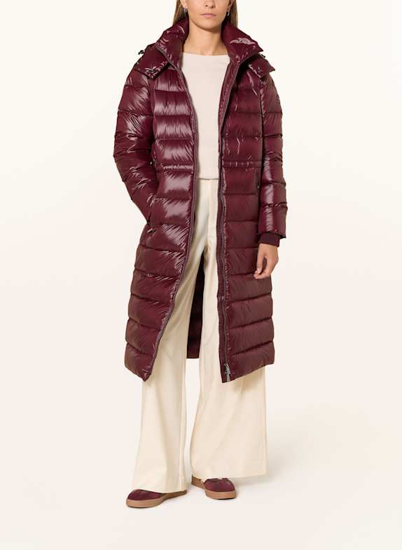TOMMY HILFIGER Daunenmantel mit abnehmbarer Kapuze DUNKELROT