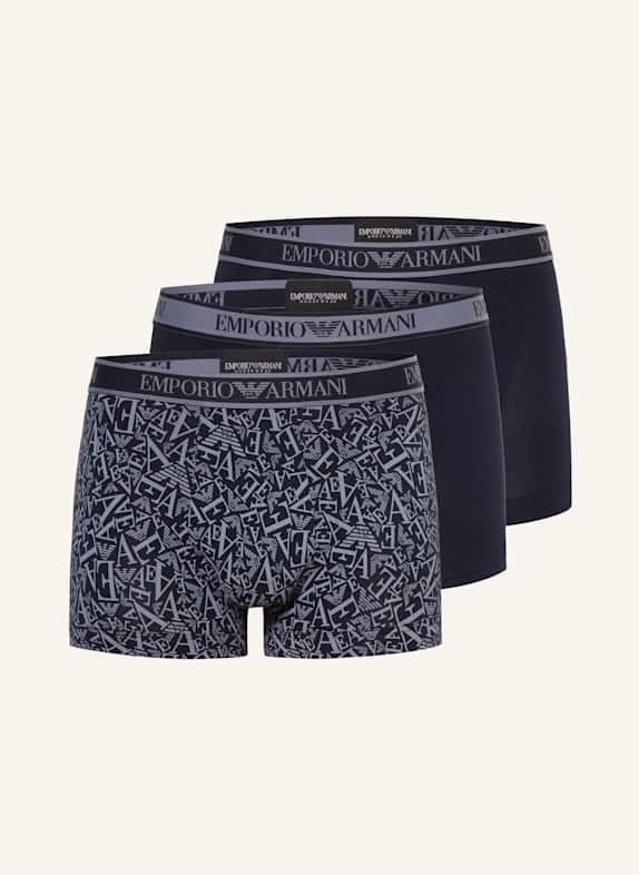 EMPORIO ARMANI 3er-Pack Boxershorts DUNKELBLAU/ BLAU/ BLAUGRAU
