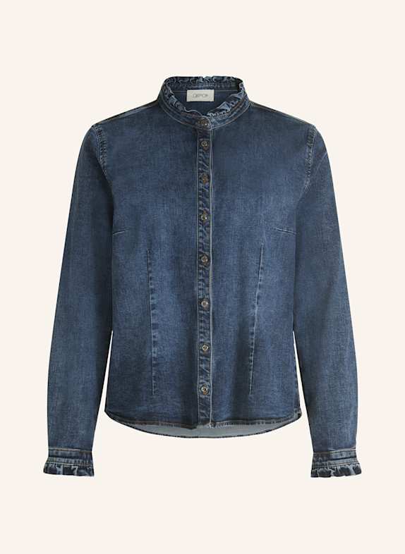 CARTOON Blue Washed Denim Jacket With Fur Neck Blumarine Woman 8620 DARK BLUE DENIM