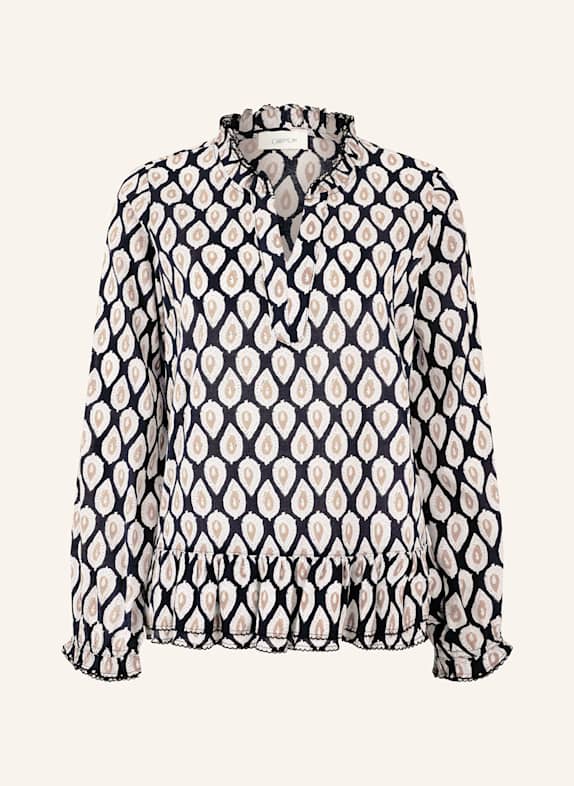 CARTOON Shirt blouse with ruffles DARK BLUE/ BEIGE/ WHITE