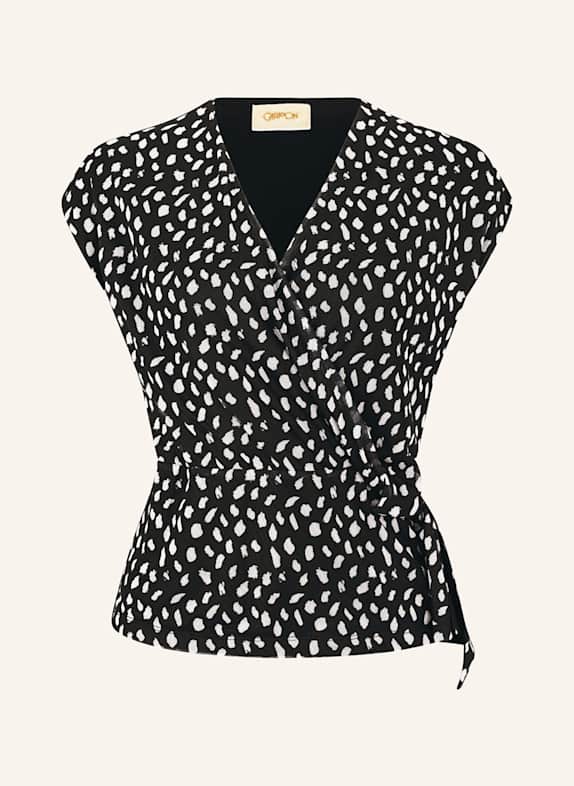 CARTOON Shirt blouse in wrap look BLACK/ ECRU