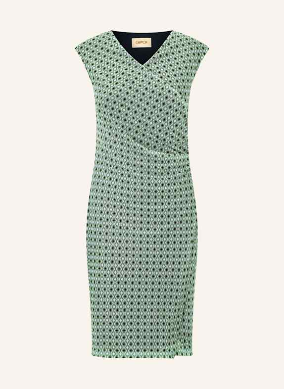 CARTOON Wrap-around sheath dress in mesh GREEN/ BLUE