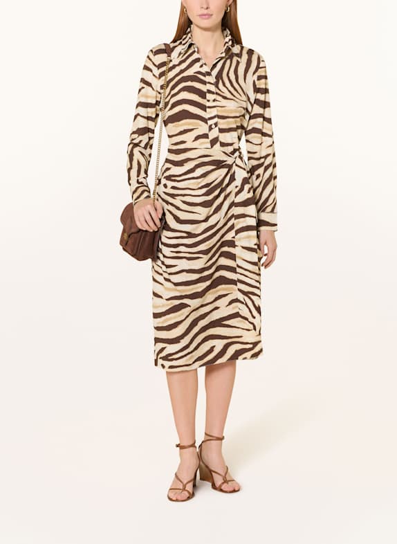 LAUREN RALPH LAUREN robe chemise CRÈME/ MARRON