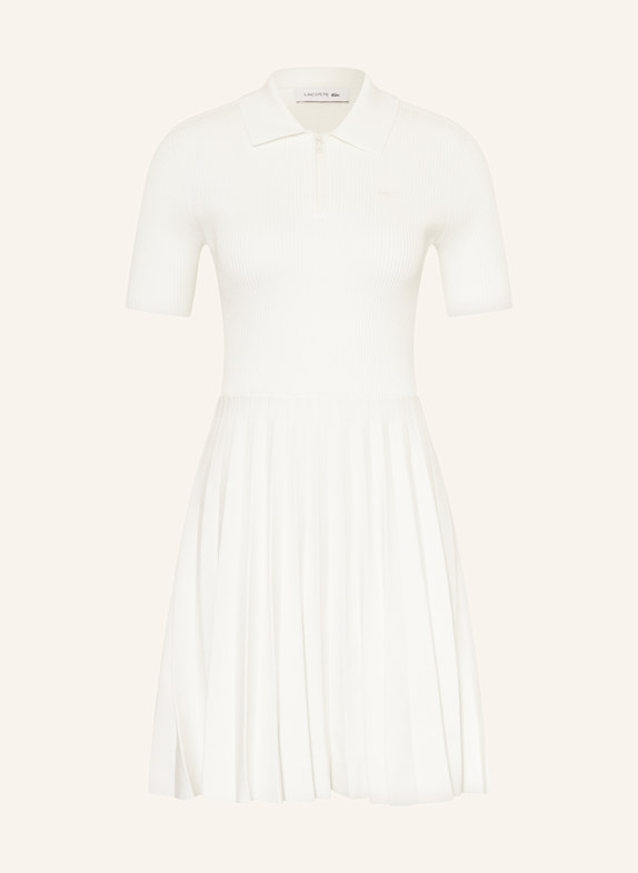 LACOSTE Strickkleid mit Plissees ECRU