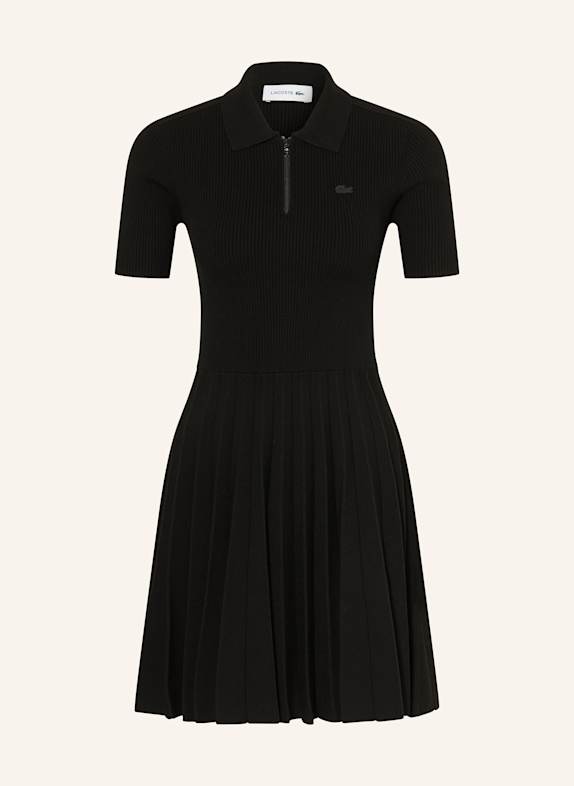 LACOSTE Strickkleid mit Plissees SCHWARZ
