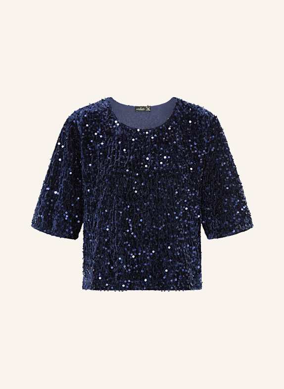 van Laack Blusenshirt VL-JORINA-XX aus Samt mit Pailletten DUNKELBLAU