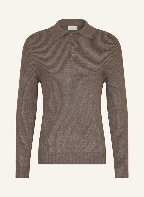 PROFUOMO Strick-Poloshirt DUNKELBRAUN