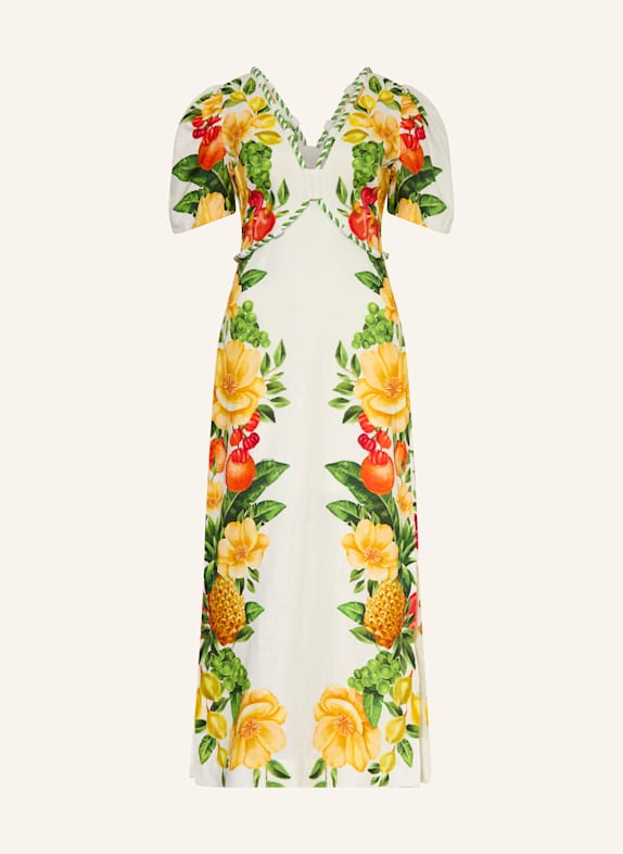 FARM RIO Cocktailkleid PICNIC FLOWERS aus Leinen ECRU/ GRÜN/ GELB