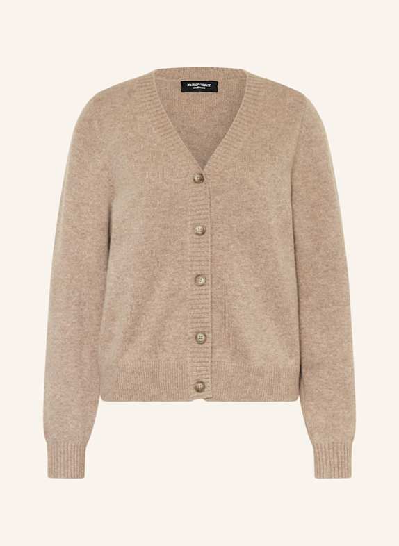 REPEAT Strickjacke aus Cashmere HELLBRAUN