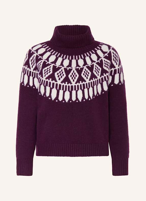 (THE MERCER) N.Y. Rollkragenpullover aus Cashmere DUNKELLILA/ WEISS