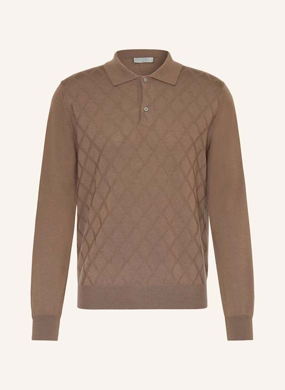 CANALI Strick-Poloshirt aus Merinowolle BRAUN