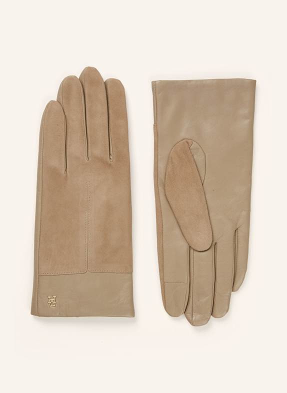 TOMMY HILFIGER Lederhandschuhe BEIGE