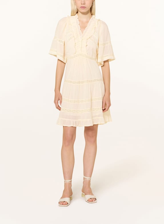 NEO NOIR Robe MILENE avec dentelle et volants JAUNE CLAIR