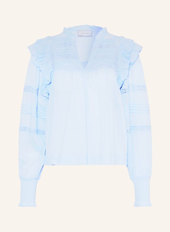 NEO NOIR Chemisier MAURI à dentelle ajourée et volants BLEU CLAIR